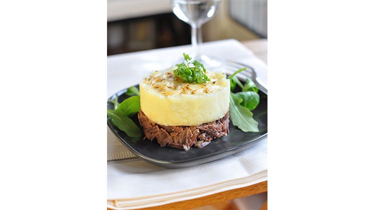 Le parmentier de canard réinventé au celeri et chaussée aux moines