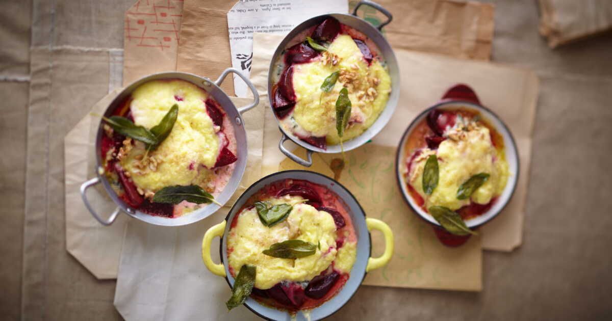 Purée de pommes de terre aux betteraves