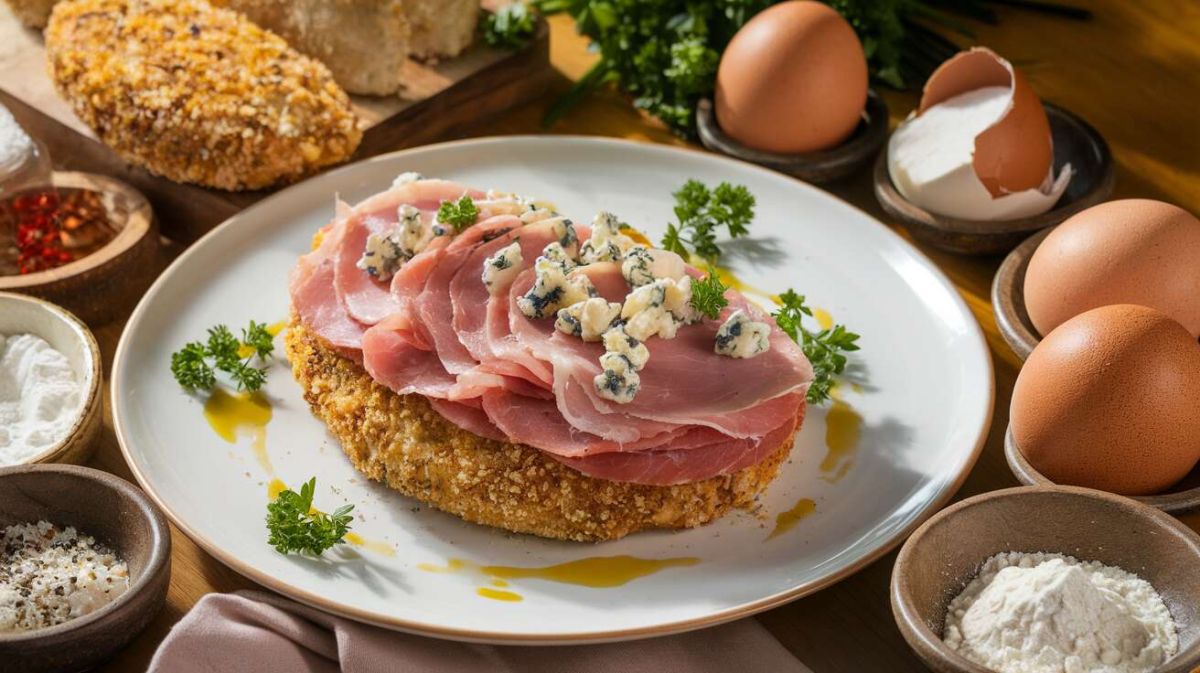 Découvrez une escalope milanaise revisitée aux saveurs du jambon de Parme et du fromage bleu