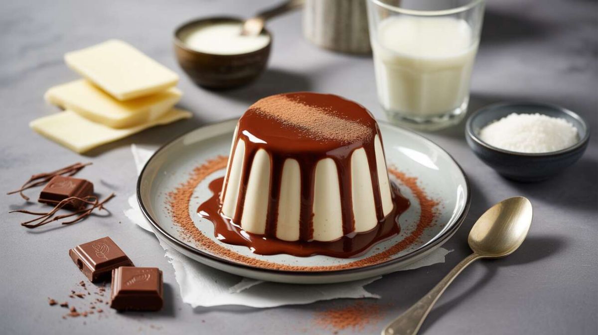 Panna cotta légère au chocolat blanc et coulis de chocolat noir