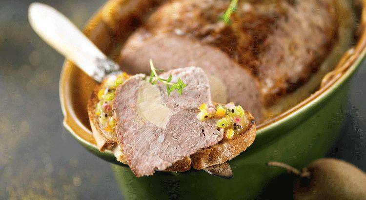 Terrine au foie gras et chutney de kiwi