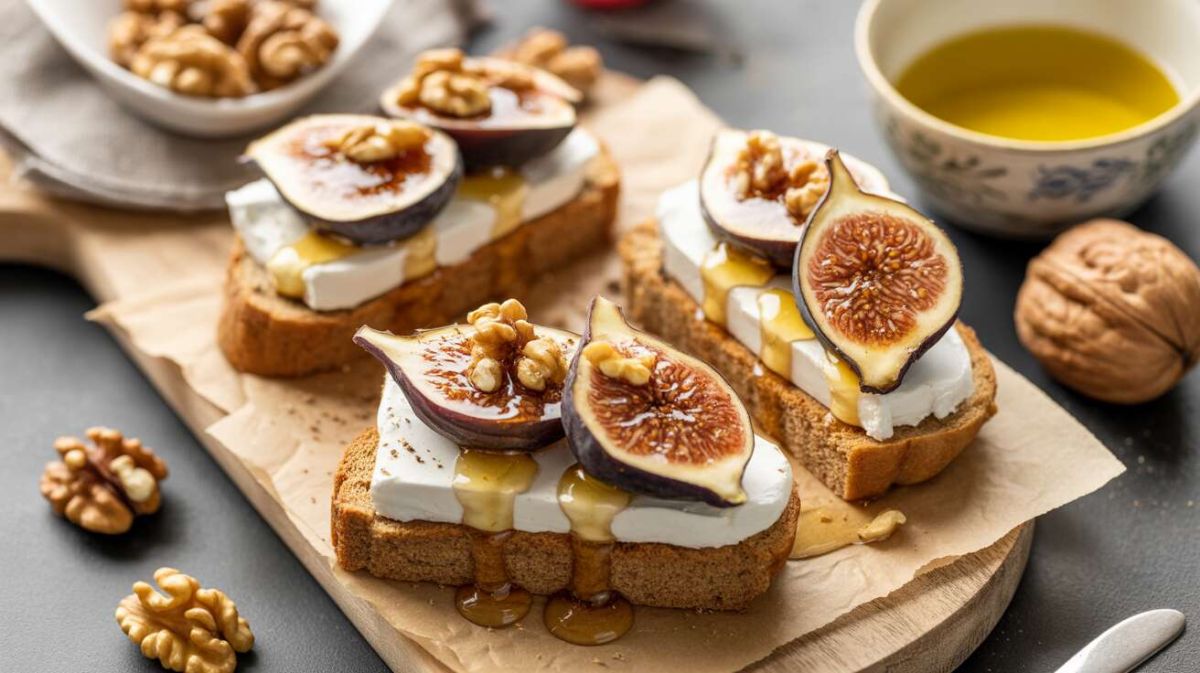 Des toasts au fromage, figues et pain d’épices