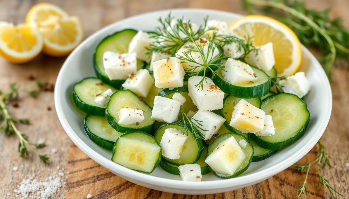 Découvrez la recette légère de salade de concombre au fromage blanc